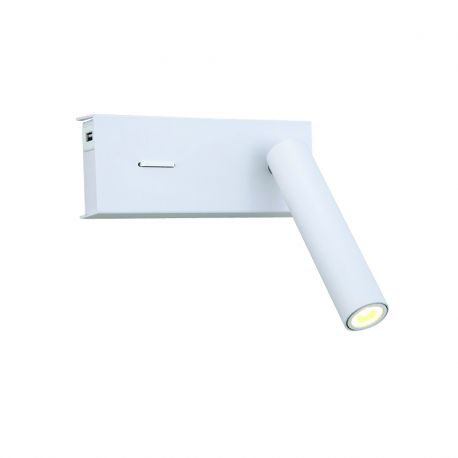Aplice, corpuri de iluminat pentru pereti - Aplica de perete cu spot LED directionabil, USB Charger Nihad alba