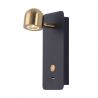Aplica cu spot LED directionabil, USB Charger Bran negru/alama