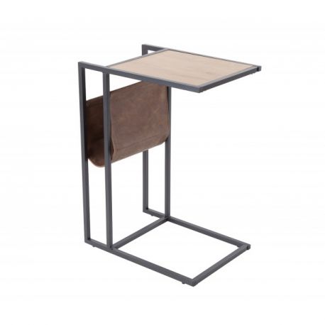 Masute Living - Masuta laterala design industrial pentru laptop cu suport reviste Loft 47cm