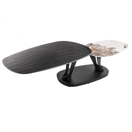 Masute Living - Masuta de cafea moderna cu doua blaturi rotative din ceramica Movement 160cm