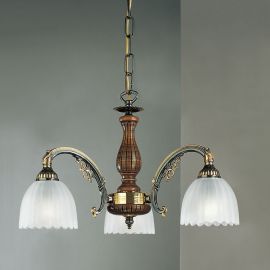 Candelabre, Lustre - Candelabru 3 brate design italian din alama cu lemn 3950