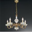 Candelabru design clasic din alama decorat cu flori ceramice 9110