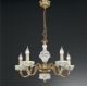 Candelabre, Lustre - Candelabru design clasic din alama decorat cu flori ceramice 9110