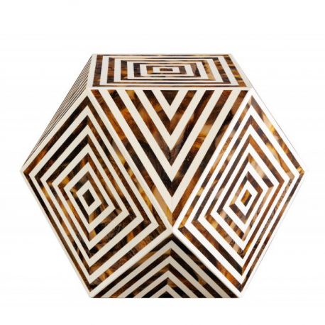 Masute Living - Masuta auxiliara design unicat Bone Inlay 60cm