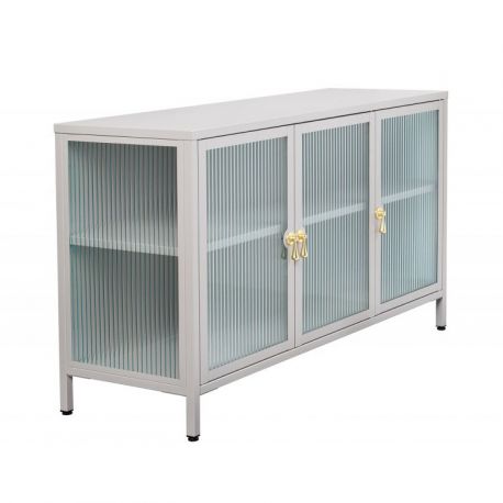 Vitrine - Vitrina moderna din metal si sticla Amsterdam 105cm, greige