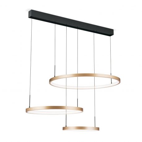 Pendule, Lustre suspendate - Lustra LED suspendata cu 3 inele SPHERE aurie