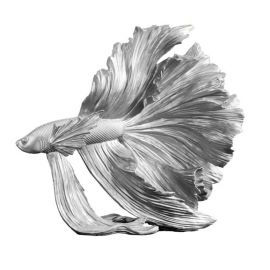 Statuete - Statueta decorativa extravaganta Fisch Crowntail 35cm, argintiu