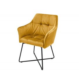 Seturi scaune, HoReCa - Set de 2 scaune elegante cu cotiere confortabile Loft, galben mustar