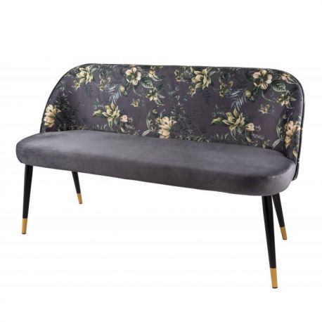 Banchete-Tabureti - Bancheta moderna tapitata cu model floral Boutique gri