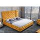 Paturi - Pat dublu tapitat design modern Paris 180x200cm, galben mustar