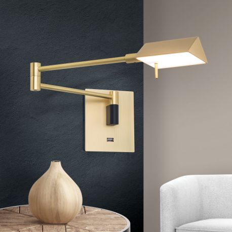 Aplice, corpuri de iluminat pentru pereti - Aplica LED cu brat ajustabil BOSTON alama