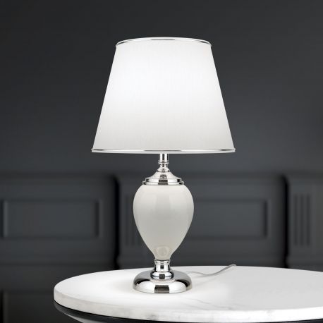 Veioze - Veioza/Lampa de masa design elegant OVUM alb/crom