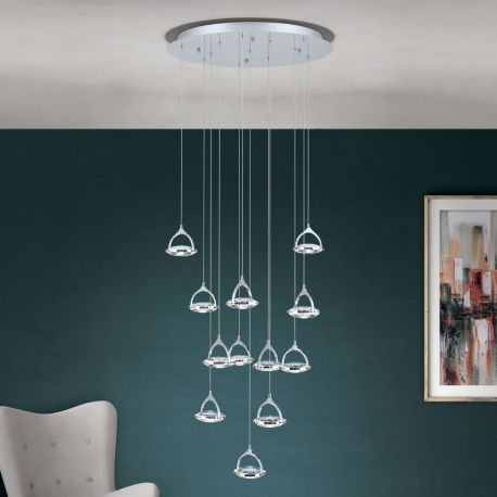 Pendule, Lustre suspendate - Lustra LED suspendata cu cristal K9 design lux MOON 12L