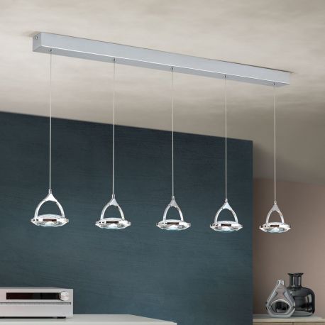 Pendule, Lustre suspendate - Lustra LED suspendata cu cristal K9 design lux MOON 5L