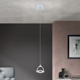 Pendule, Lustre suspendate - Pendul LED cu cristal K9 design lux MOON crom