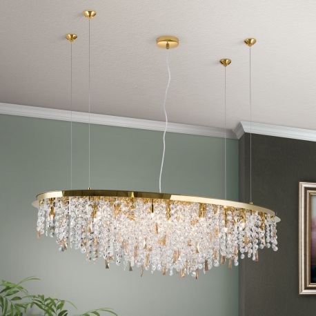 Candelabre, Lustre - Lustra suspendata cristal K9 design elegant de lux CRYSTALRIVER aurie