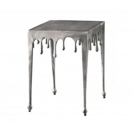 Masute Living - Masuta deosebita design picatura Liquid Line S 44cm, argintiu