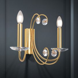 Aplice, corpuri de iluminat pentru pereti - Aplica de perete stil clasic cu cristal K9 ARIANE 2L aurie