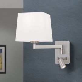 Aplice, corpuri de iluminat pentru pereti - Aplica cu brat reglabil si reader LED CARLTON nickel/alb