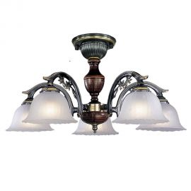 Lustre aplicate - Lustra aplicata cu 5 brate design italian din alama cu lemn 2700