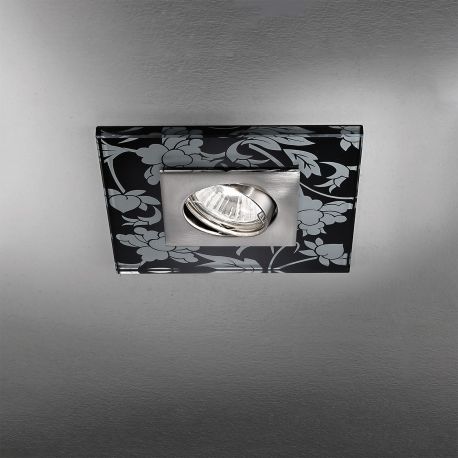 Spoturi tavan fals - Spot incastrabil tavan directionabil cu sticla decorativa CLASA crom satin/negru