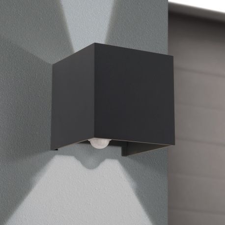 Aplice - Aplica LED ambientala de exterior cu senzor de miscare IP54 CUBE-S antracit