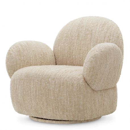 Fotolii - Fotoliu pivotant design LUX Madrone, Boucle sonata cream