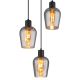 Pendule, Lustre suspendate - Lustra suspendata design modern RYAN 3L negru/fumuriu