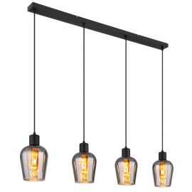 Pendule, Lustre suspendate - Lustra suspendata design modern RYAN 4L negru/fumuriu