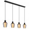 Lustra suspendata design modern RYAN 4L negru/fumuriu