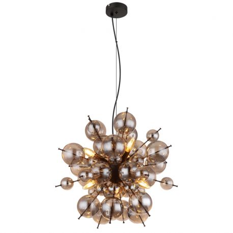 Pendule, Lustre suspendate - Lustra suspendata design modern UDO 6L negru/fumuriu