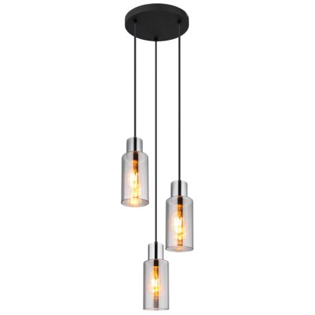 Pendule, Lustre suspendate - Lustra suspendata design modern LIDARIA 3L negru/fumuriu