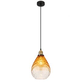 Pendule, Lustre suspendate - Pendul design decorativ SALVY D-21cm negru/chihlimbar
