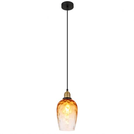 Pendule, Lustre suspendate - Pendul design decorativ SALVY D-15cm negru/chihlimbar