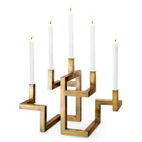 Parfumuri de camera, Idei cadouri, Obiecte decorative - Suport pentru 5 lumanari, design LUX Skyline, alama vintage