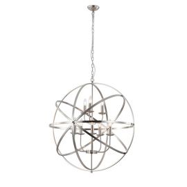 Candelabre, Lustre - Lustra suspendata stil traditional Orbit 8Lt, argintiu satinat