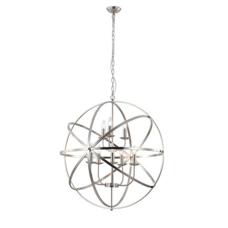 Candelabre, Lustre - Lustra suspendata stil traditional Orbit 8Lt, argintiu satinat