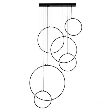 Pendule, Lustre suspendate - Lustra cu 6 inele LED suspendate Ring XXL negru