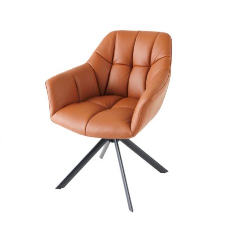 Seturi scaune, HoReCa - Set 2 scaune pivotante Papillon, piele coniac