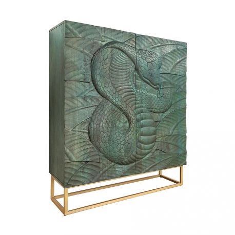 Comode - Comoda cu aplicatie exotica pe fronturi SNAKE 120cm turcoaz