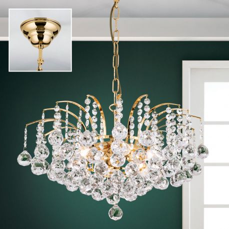 Lustre Cristal Asfour - Candelabru cristal Asfour design lux KRISTALL KLASSISCH 6L gold/clear