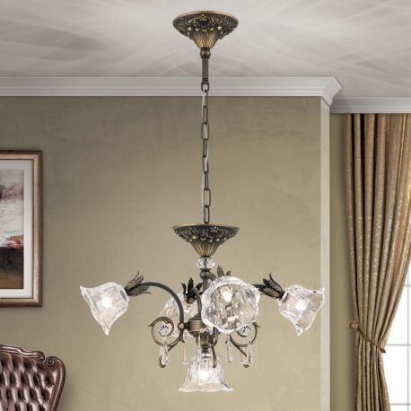 Lustre Cristal Scholer - Candelabru cristal design lux LA BOHEME D-60cm 5L old patina