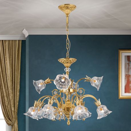 Lustre Cristal Scholer - Candelabru cristal design lux LA BOHEME D-76cm 12L gold plated