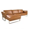 Coltar LUX design italian cu sezlong stanga Cowhide camel