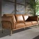 Canapele - Canapea 3 locuri LUX design italian Cowhide camel