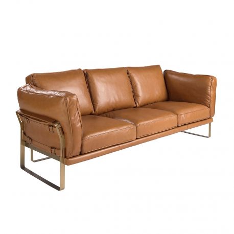Canapele - Canapea 3 locuri LUX design italian Cowhide camel