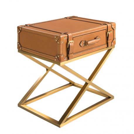 Masute Living - Masuta auxiliara LUX design italian Cowhide camel