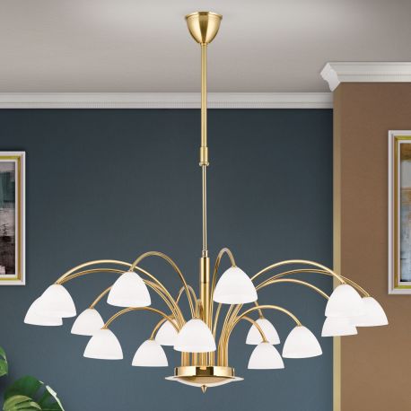 Candelabre, Lustre - Candelabru 15 brate elegant design modern OPALDESIGN, auriu mat