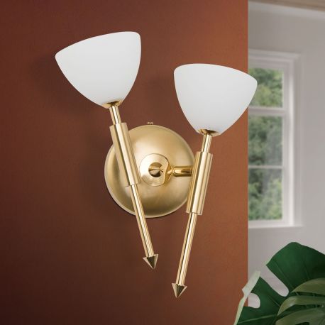 Aplice, corpuri de iluminat pentru pereti - Aplica de perete design modern OPALDESIGN 2L dreapta, auriu mat