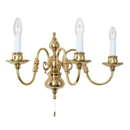 Aplice, corpuri de iluminat pentru pereti - Aplica de perete cu 3 brate design clasic FLAMISCH, alama lucioasa